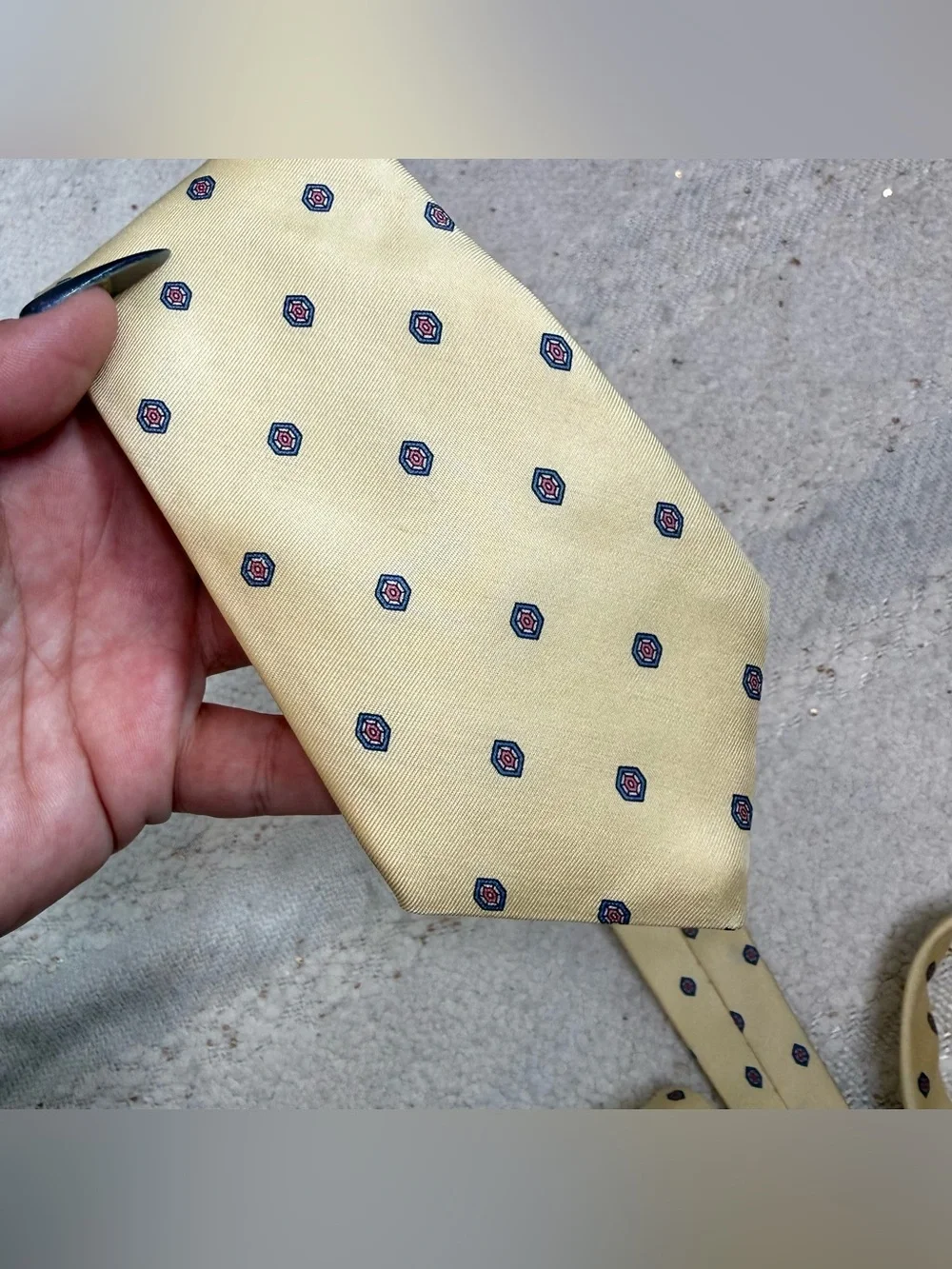 Balenciaga tie yellow, pink and blue 100% silk neck tie